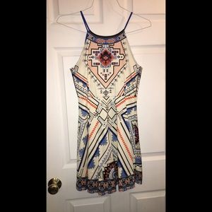 NWT Orange, Blue, cream dress.